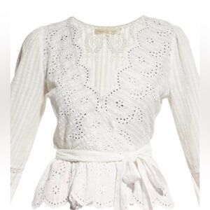 Loveshackfancy Polla Crocheted Broderie White Top Size XS